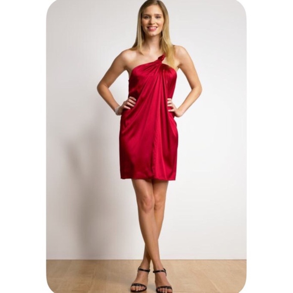 Banana Republic Asymmetrical Red Silk Dress
